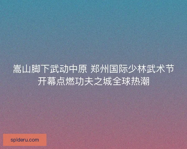 嵩山脚下武动中原 郑州国际少林武术节开幕点燃功夫之城全球热潮